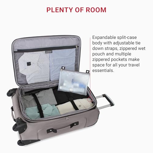 SwissGear Sion Softside Expandable Luggage, Pewter, Checked-Medium 25-Inch - Image 5
