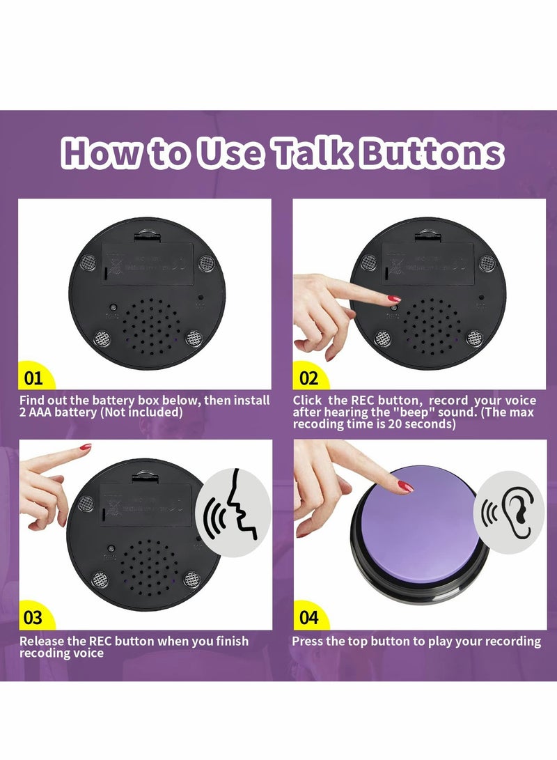 KASTWAVE Recordable Dog Buttons,Dog Buttons for Communication Pet Training Buzzer, 20 Second Record & Playback Dog Talking Button Set Funny Gift for Cat Pet Training Office Home Game(4 Packs) - Image 4