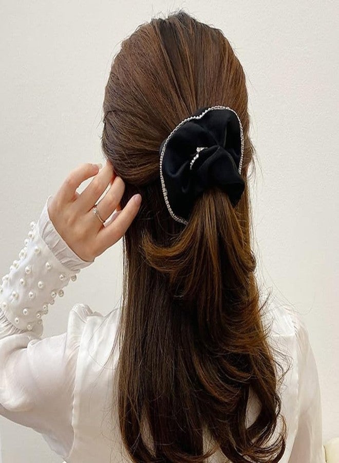 CHIROGRAPHY 1 Pcs Luxury Hair Ties Satin Silk Scrunchies for Women Rubber Bands for Hair (Black) - Image 4