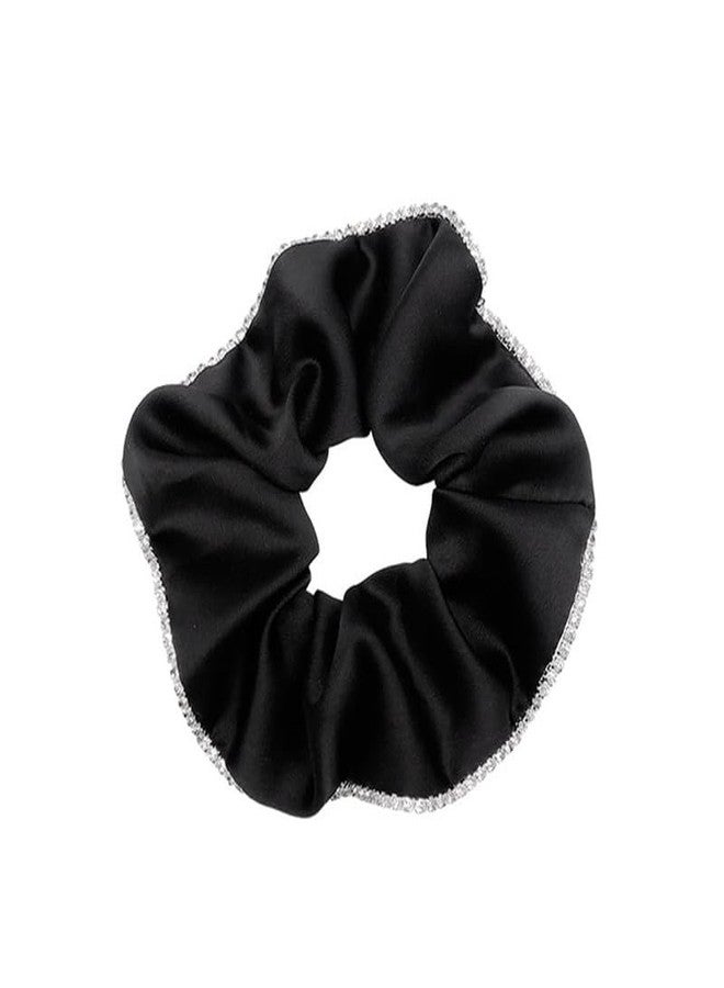 CHIROGRAPHY 1 Pcs Luxury Hair Ties Satin Silk Scrunchies for Women Rubber Bands for Hair (Black) - Image 2