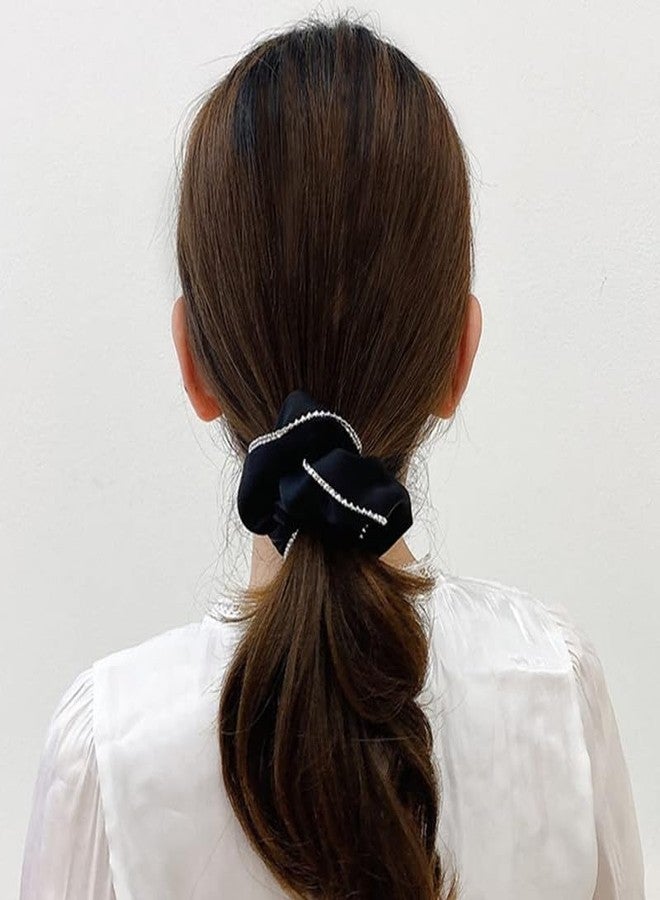 CHIROGRAPHY 1 Pcs Luxury Hair Ties Satin Silk Scrunchies for Women Rubber Bands for Hair (Black) - Image 5