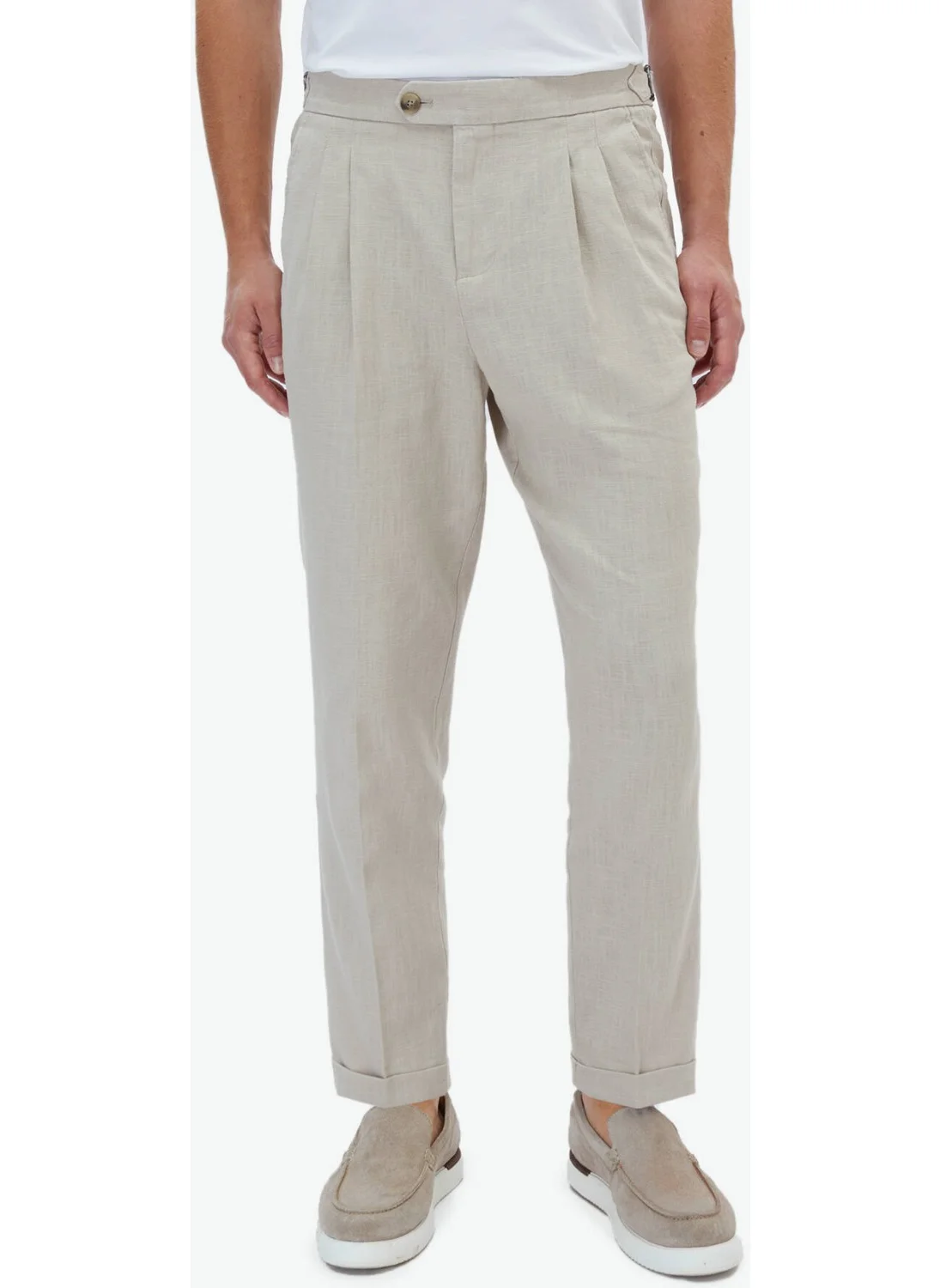 Kip Beige Woven Casual Trousers