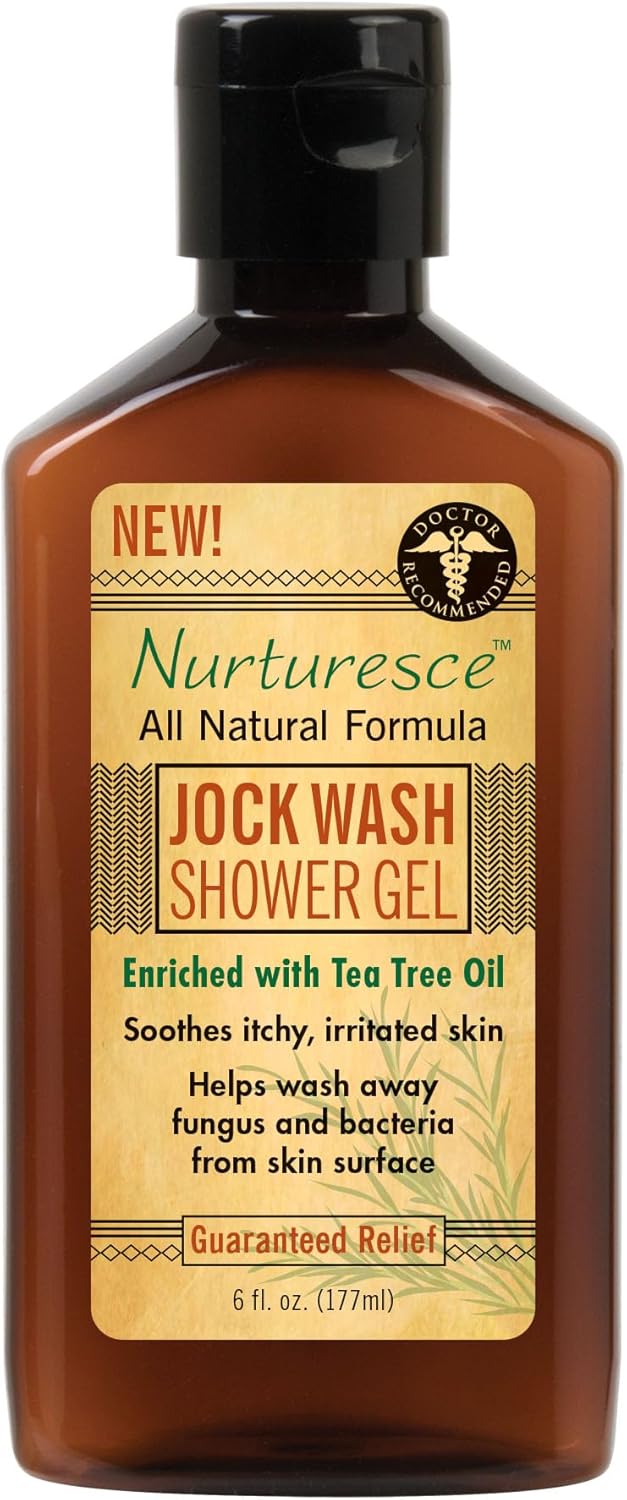 PediFix Nurturesce Jock Wash Shower Gel 6 Fluid Ounce  Tea Tree Oil Enriched AntiFungal Soothes Itchy Irritated Skin Natural Body Wash Packaging May Vary