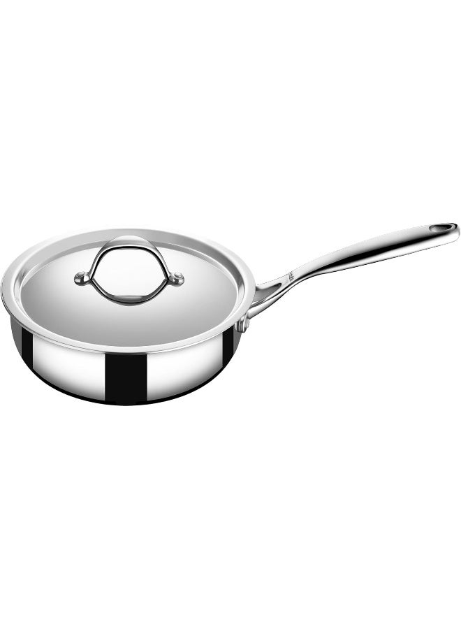 Stahl مقلاة ستال أرتيزان ثلاثية الطبقات من الفولاذ المقاوم للصدأ مع غطاء، مقلاة تحريض، مقلاة قلي، مقلاة متعددة، مقلاة تقليب، 1.8 لتر، 20 سم - Image 2