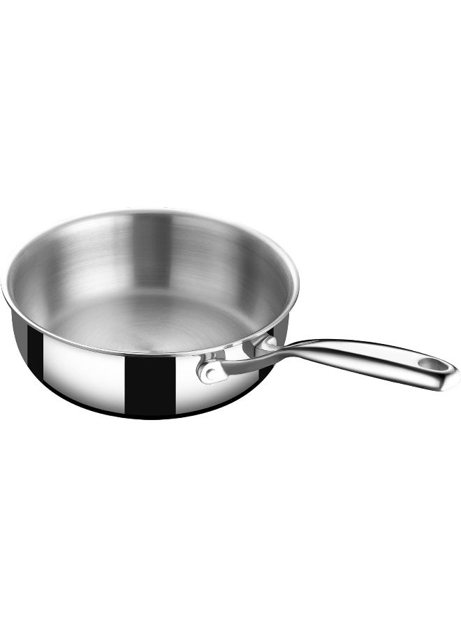 Stahl مقلاة ستال أرتيزان ثلاثية الطبقات من الفولاذ المقاوم للصدأ مع غطاء، مقلاة تحريض، مقلاة قلي، مقلاة متعددة، مقلاة تقليب، 1.8 لتر، 20 سم - Image 5
