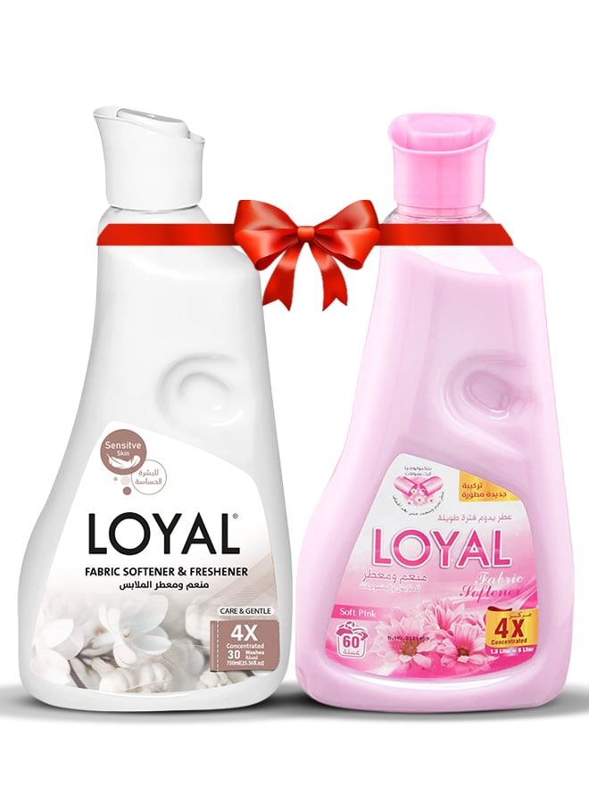 لويال منعم أقمشة 2 × 750 مل، عناية لطيفة وناعمة + لون وردي فاتح