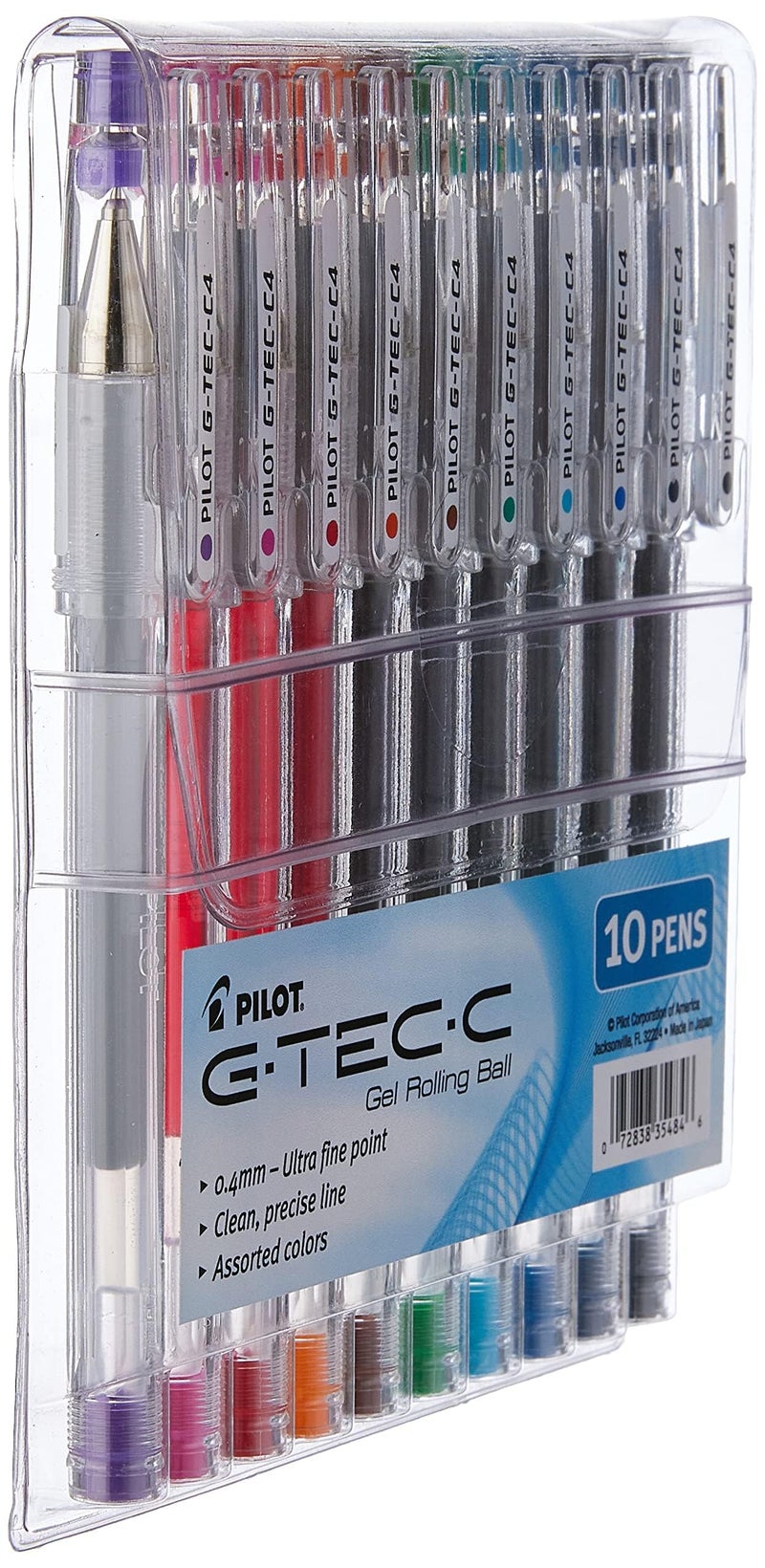 PILOT أقلام حبر جل رولينغ باللون الأسود من بايلوت G-Tec-C، نقطة فائقة الدقة (0.4 مم)، أحبار ملونة متنوعة، عبوة 10 قطع (35484) - Image 3