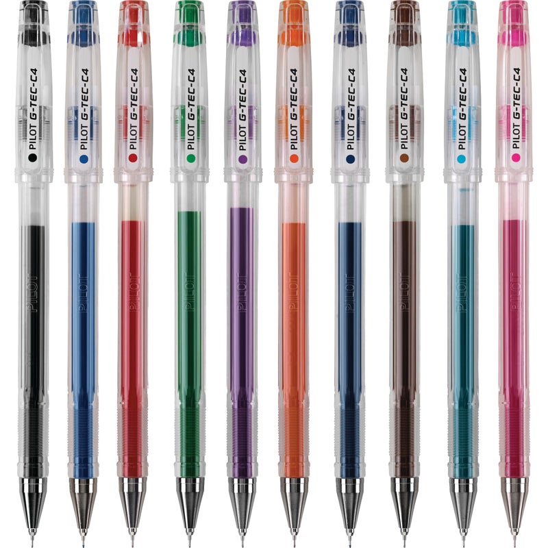 PILOT أقلام حبر جل رولينغ باللون الأسود من بايلوت G-Tec-C، نقطة فائقة الدقة (0.4 مم)، أحبار ملونة متنوعة، عبوة 10 قطع (35484) - Image 4