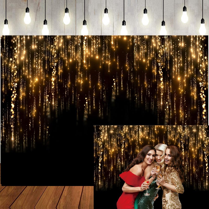 LTLYH 7x5ft Black and Golden Backdrop Roaring 20s Backdrop Happy New Year Backdrp 2026 Masquerade Background Vintage Astract Background for Family Birthday Party Newborn Studio Props 242 - Image 1