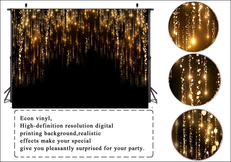 LTLYH 7x5ft Black and Golden Backdrop Roaring 20s Backdrop Happy New Year Backdrp 2026 Masquerade Background Vintage Astract Background for Family Birthday Party Newborn Studio Props 242 - Image 3