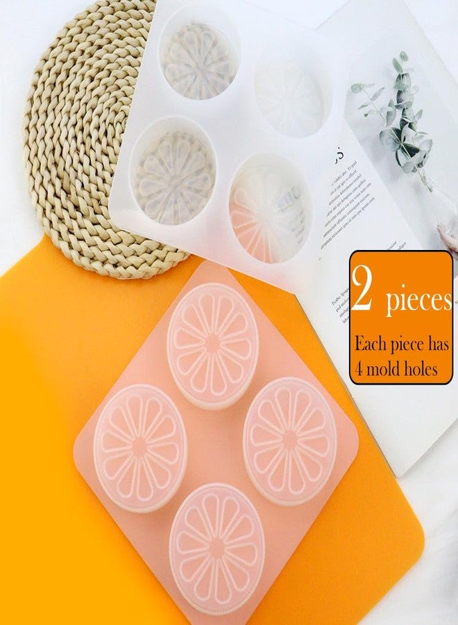 HENGKE 2 Pack 4 Cavity Lemon Slice Silicone Molds Orange Slice Silicone Molds for Chocolate Candy Cake Cupcake Topper Decorating Tool DIY Fondant Soap, Transparent - Image 2