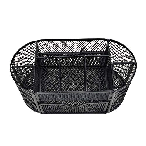 SUKHAD 8 Compartment and 1 Drawer Metal Desk Organizer, 8.5 x 4.3 x 4 Inch, Black - Image 4