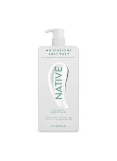 native Native Moisturizing Body Wash Contains Naturally Derived Ingredients  For Women  Men Sulfate Paraben  Dye Free Leaving Skin Soft and Hydrated  Lily Milk  White Sage 18 oz 