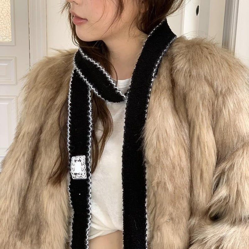 Unisex Soft Thin Long Ribbon Muffler With Hook Sewn Fringes For Fall Winter - Image 4