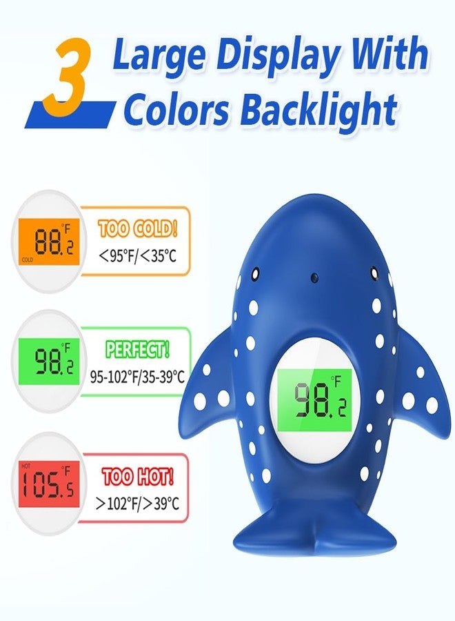 Miedecdel Baby Bath Thermometer, Infant Digital Water Thermometer Safety with 3 Color Backlit and Temperature Warning, Room Thermometers Floating Toy for Infant, Toddler, Bathtub, Swimming Pool (Navy Blue) - Image 2