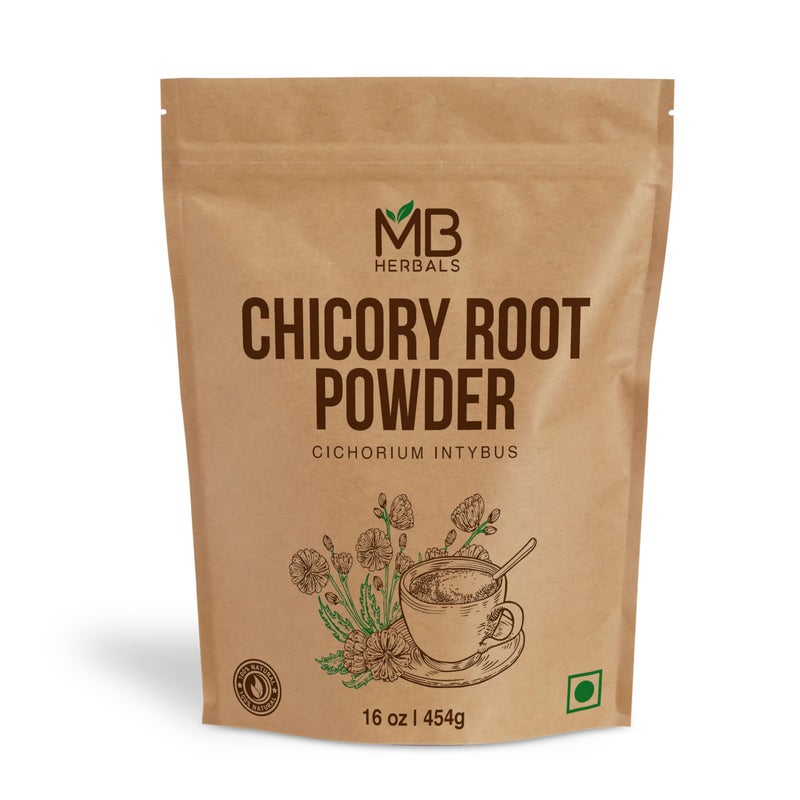 MB Herbals Instant Chicory Root Powder 1 lb / 16 oz (454 Gram) | Roasted | Non-GMO | Gluten Free | Dissolves Instantly in Hot Water or Milk - Image 1