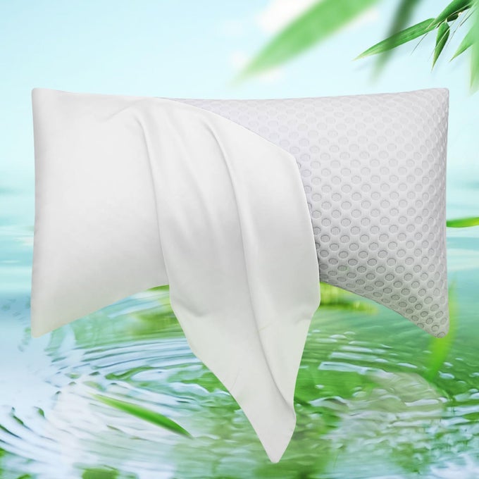 COOLING SIDE SLEEPER PILLOW CASES CURVED RAYON DERIVED FROM BAMBOO PILLOWCASE COVER BREATHABLE COOL SILKY SOFT PILLOWCASE FOR HOT SLEEPERS HAIR AND SKIN QUEEN SIZE 1 PIECE 20 30 INCHES WHITE