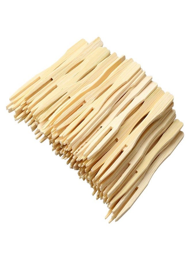 RIANZ Disposable Wooden Fruit Fork Sets | Mini Fork for Snacks | Eco-Friendly Wooden Cutlery | Bamboo Party Forks | Mini Cocktail Picks |Fruit Appetizers Dessert Forks 3.5 inches (Pack of 100 pcs) - Image 1