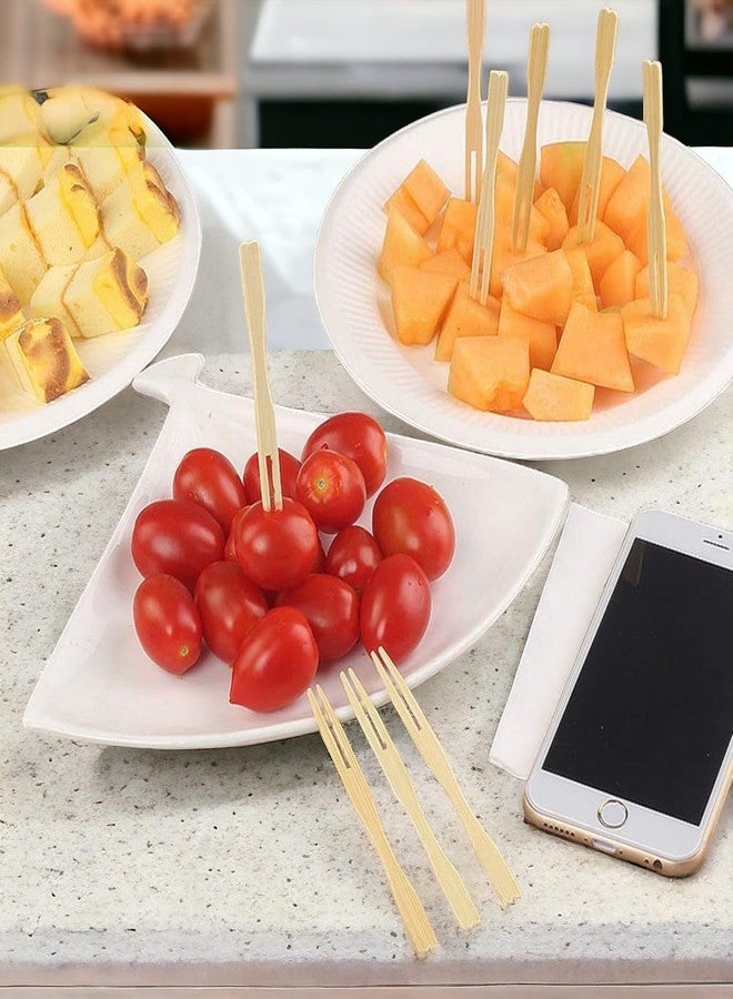 RIANZ Disposable Wooden Fruit Fork Sets | Mini Fork for Snacks | Eco-Friendly Wooden Cutlery | Bamboo Party Forks | Mini Cocktail Picks |Fruit Appetizers Dessert Forks 3.5 inches (Pack of 100 pcs) - Image 2