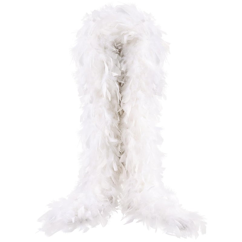 THARAHT White Chandelle Turkey Feather Boa 2Yard 38g for DIY Craft Home Dancing Wedding Party Halloween Costume Decoration Feather Boa - Image 1