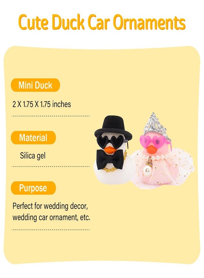 wonuu Pair Set of 2 Colorful Wedding Rubber Ducks, Bride Groom Duckies Marriage Rubber Duck Mini Couple Ducky for Ceremony Gift Souvenir Marry Blessings Elegant Heartwarming Present, White and Pink - Image 3