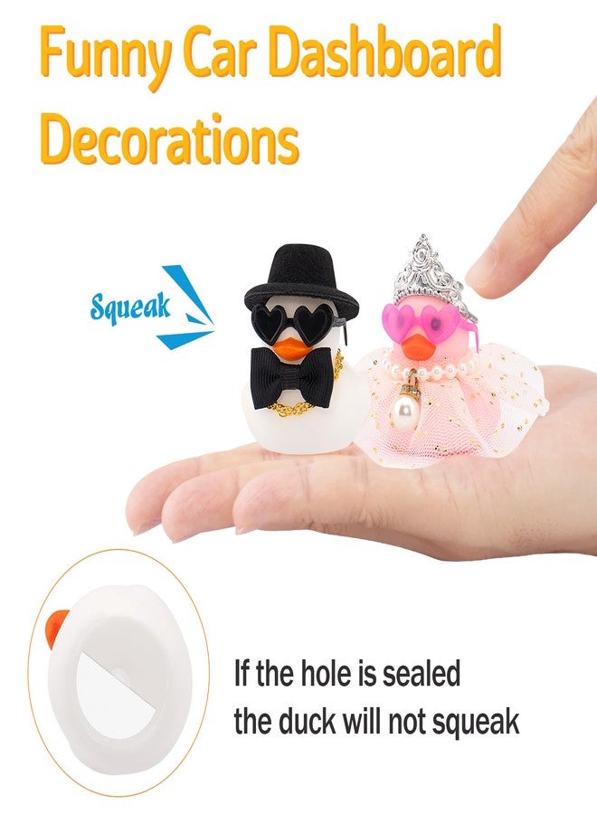 wonuu Pair Set of 2 Colorful Wedding Rubber Ducks, Bride Groom Duckies Marriage Rubber Duck Mini Couple Ducky for Ceremony Gift Souvenir Marry Blessings Elegant Heartwarming Present, White and Pink - Image 4