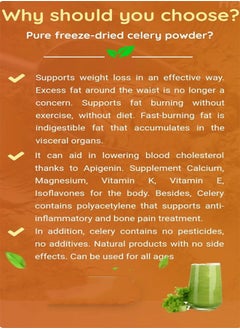 Jans Pure Organic Jan Celery Powder, Effortlessly Supports Weight Loss, Targeting Excess Waist Fat with Fast-Burning Properties with Calcium, Magnesium, Vitamin K, and Vitamin E, 100g.  - Image 2