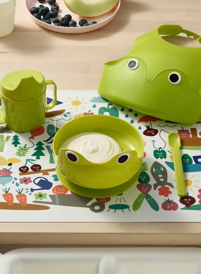 Green 4-Piece Eating Set with Frog Motif - Perfect for Self-Feeding Babies - Image 2