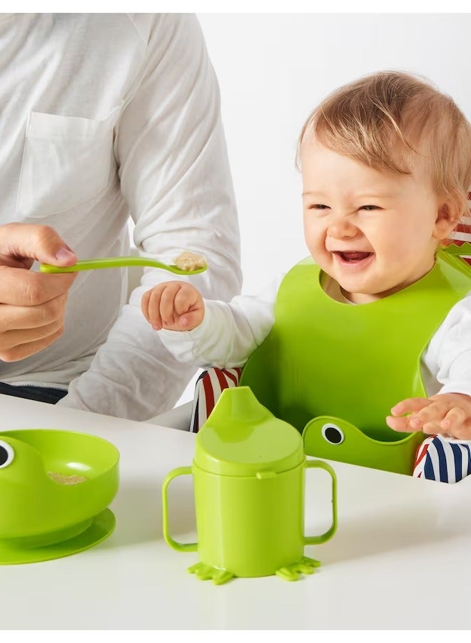 Green 4-Piece Eating Set with Frog Motif - Perfect for Self-Feeding Babies - Image 4