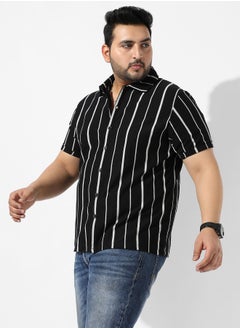 Instafab Plus Men's Black Striped Regular Fit Casual Shirt  - Image 3