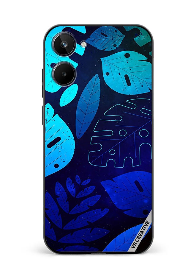 VR CREATIVE Protective Case Cover For Realme 10 Blue Tropical Leaves Design Multicolour - Image 1
