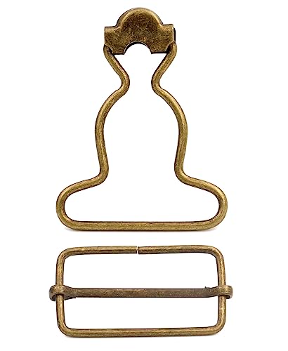 Amanaote 1.25" Inside Bottom Size Bronze Suspender Buckle with Rectangle Buckle Sliding Bar Pack of 6 Sets - Image 1