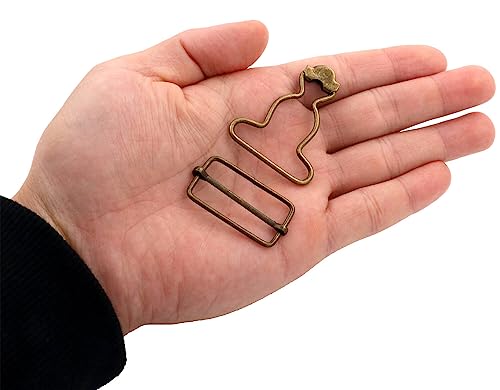 Amanaote 1.25" Inside Bottom Size Bronze Suspender Buckle with Rectangle Buckle Sliding Bar Pack of 6 Sets - Image 2