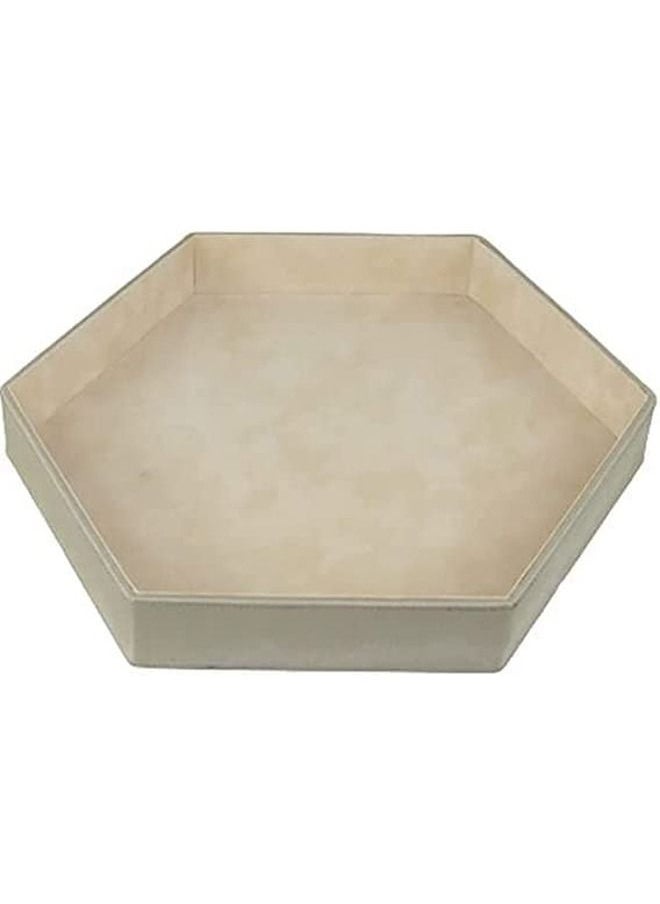 Lamsit Ibdaa - LAMSIT IBDAA Hexagon Leather Tray | Stylish Tray | Decorative Tray | Jewelery Tray | Leather Platter | Coffee Tray | Leather Serve ware | Serving Platter - Image 1