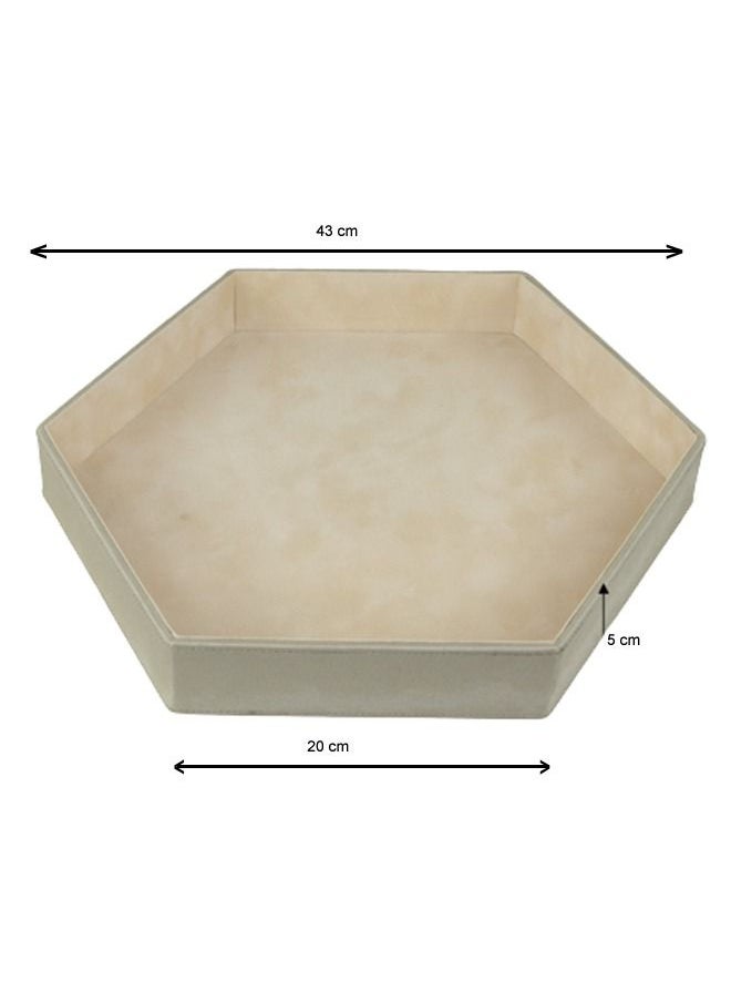 Lamsit Ibdaa - LAMSIT IBDAA Hexagon Leather Tray | Stylish Tray | Decorative Tray | Jewelery Tray | Leather Platter | Coffee Tray | Leather Serve ware | Serving Platter - Image 1