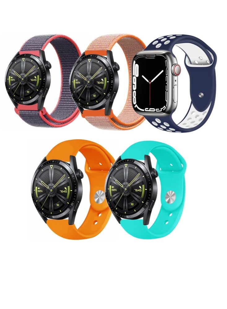Perfii 5pcs Watchband Bundle Compatible with all Samsung, Huawei, Amazfit, Fitbit and Honor with 20mm band size - Image 1