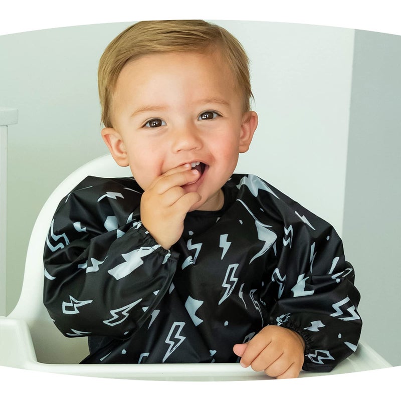 Tiny Twinkle Tiny Twinkle Mess Proof Baby Bib, Cute Full Sleeve Bib Outfit, Waterproof Bibs for Toddlers, Machine Washable, Tug Proof Closure, Baby Smock for Eating, Long Sleeved (Lightning, Large 2-4 Years)  - Image 2