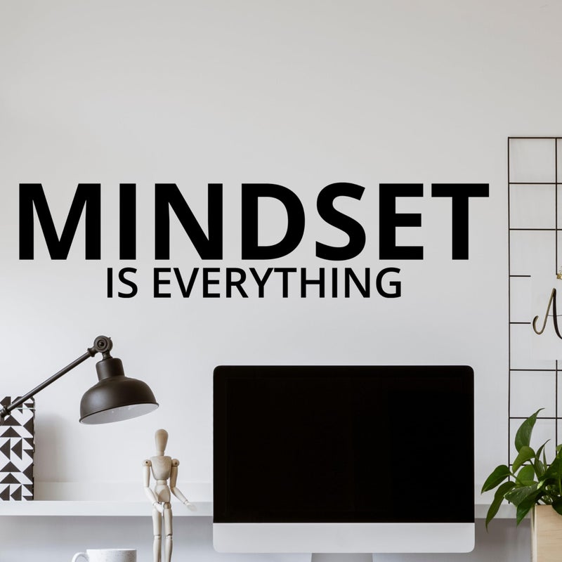 My Vinyl Story  Mindset is Everything  Motivational Wall Decal Quote Vinyl Sticker for Home Gym Exercise Fitness Workout Inspirational Office Wall Art Decor Removable Sticker Black 36x9 inches