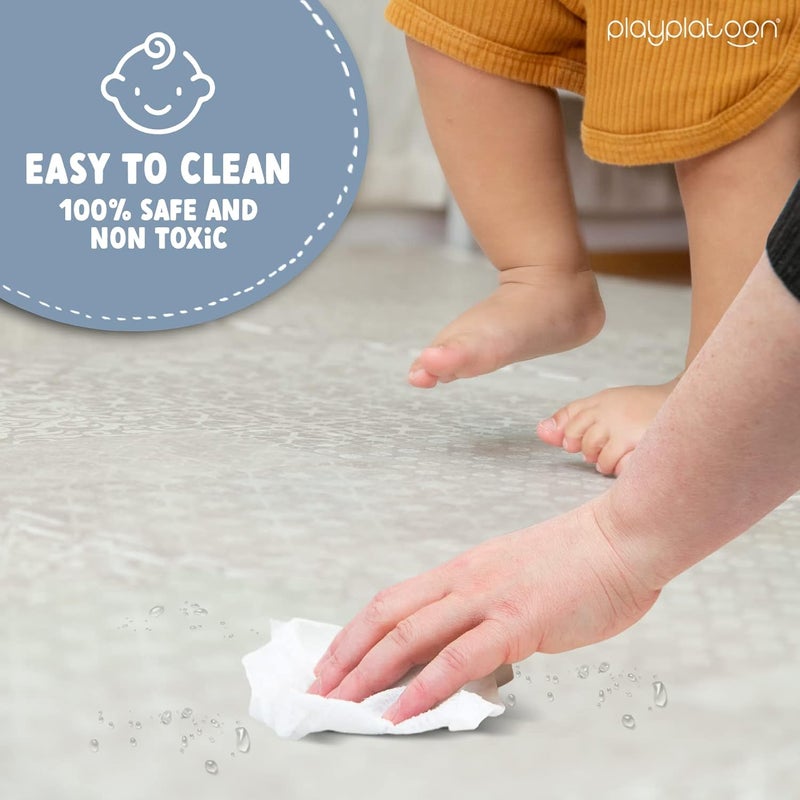 Play Platoon Non-Toxic Extra-Thick Foam Play Mat for Baby, 9 Tiles - 72 x 72 inch Comfortable Cushioned Foam Floor Puzzle Tiles for Kids & Toddlers with 24 x 24 inch Sets - Khaki - Image 5