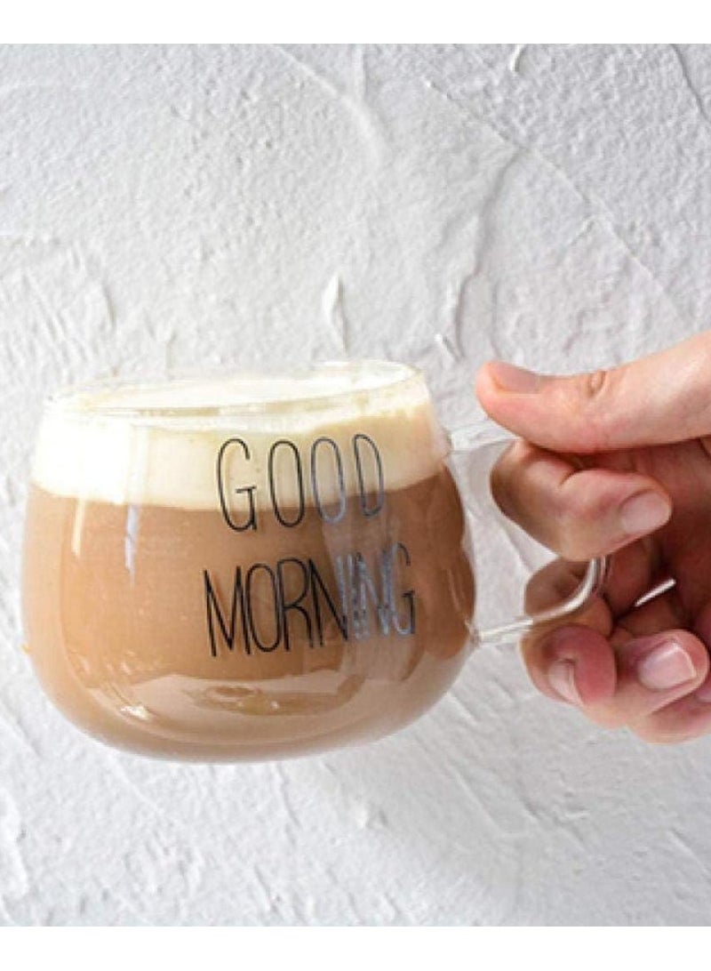 مج جود مورنينج مصنوع من الزجاج للايس كوفي والشاي والقهوة - Image 1