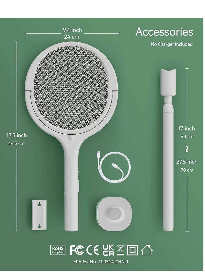 Generic - Bug Zapper Electric Fly Swatter Racket Racket Mosquito Zapper Rotating Head Rechargeable Indoor Bug Zapper Fruit Fly Zapper Spider Killer Gnat Trap Wasp Catcher with a Telescopic Extension Wand - Image 1