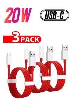 3 Pack Of OnePlus Type C Dash Charging USB Data Cable Red