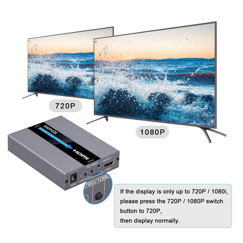 Easycel RCA Svideo to HDMI Converter, RCA Composite CVBS AV or Svideo + R/L Audio Input to HDMI Output Upscale Converter, Supports 720P/ 1080P Output Switch for N64, PS2, Wii, DVD - Image 5
