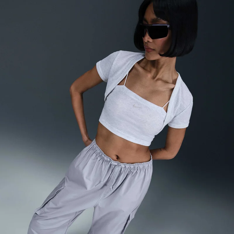 Nike Grey Women's Sportswear Chill Knit 2-In-1 Top Set for Women | Best Price UAE