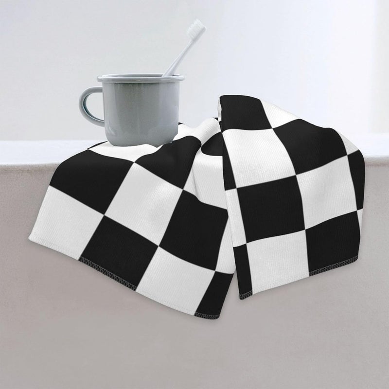 Perinsto Black and White Checkered Print Hand Towel Racing Checkerboard Decorative Fingertip Towels Multipurpose for Bathroom Kitchen Gym and Spa, 27.5" X 15.7" - Image 3