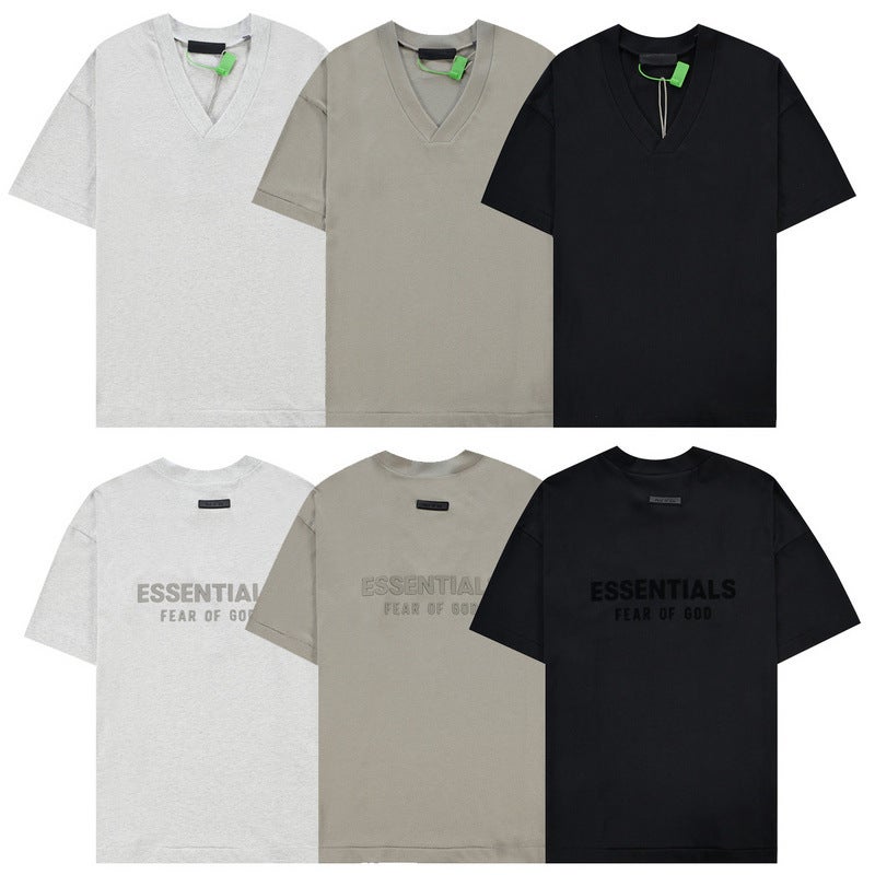 FEAR OF GOD ESSENTIALS V-Neck Tee Casual Fit Xuan Qing Black - Image 2