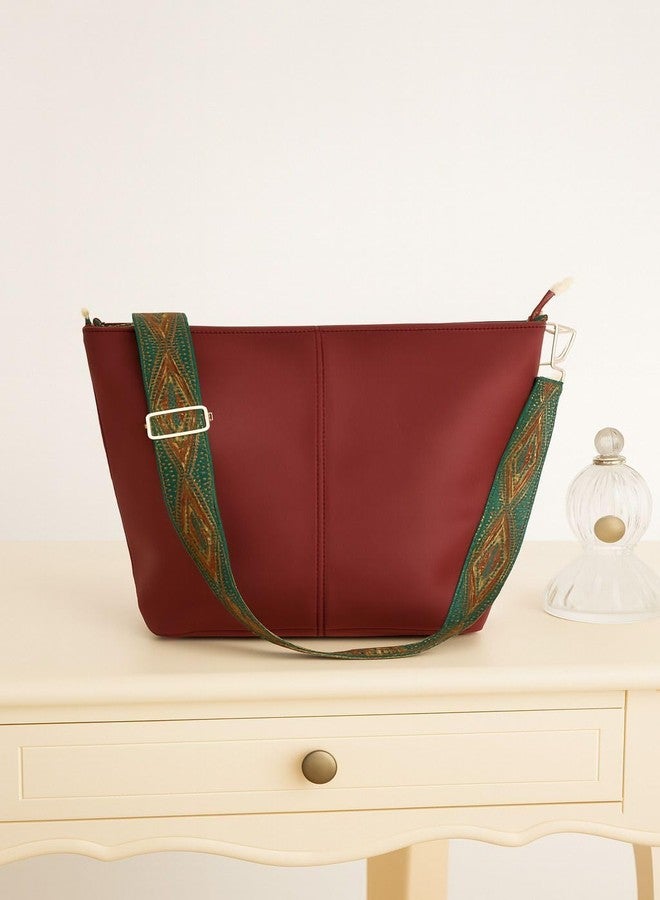 Poorak Women Sling Bag Vegan Leather/Cross-Body Bag for Girls & Women (Maroon) - Image 4