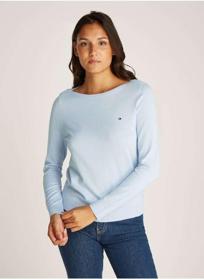 Women's Boat Neck Jersey Jumper -  Pure organic cotton jersey, Blue - pzsku/Z82FDDEDB1D7BEBFAF582Z/45/_/1724216752/ea192451-26cf-40da-be14-262f914ae0f9