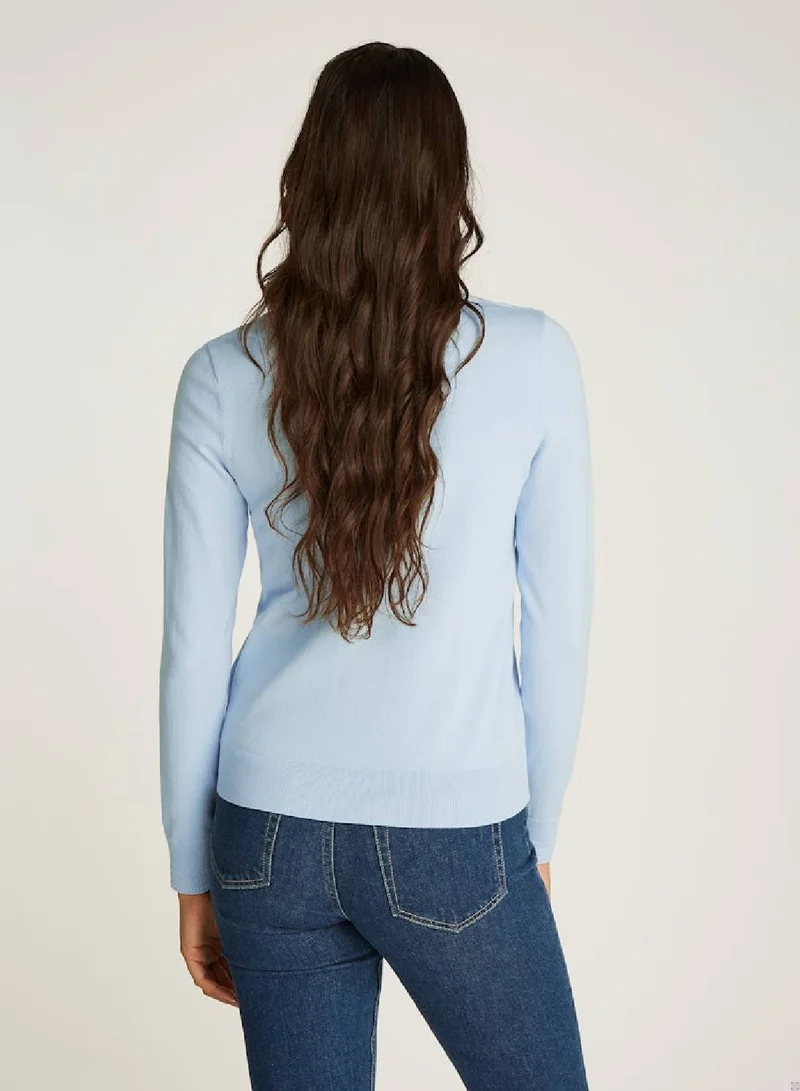 TOMMY HILFIGER Women's Boat Neck Jersey Jumper -  Pure organic cotton jersey, Blue