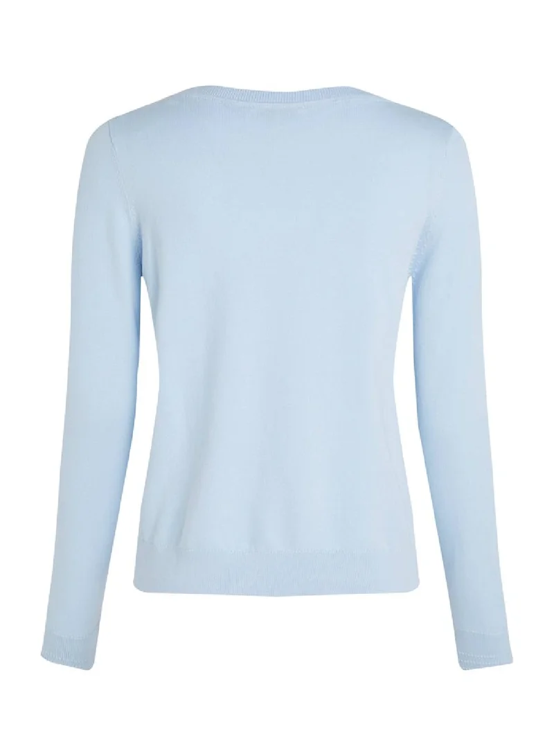 TOMMY HILFIGER Women's Boat Neck Jersey Jumper -  Pure organic cotton jersey, Blue